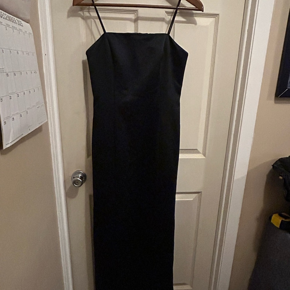 ALEX Evening Black Formal Spaghetti Strap floor length Dress -Size 10